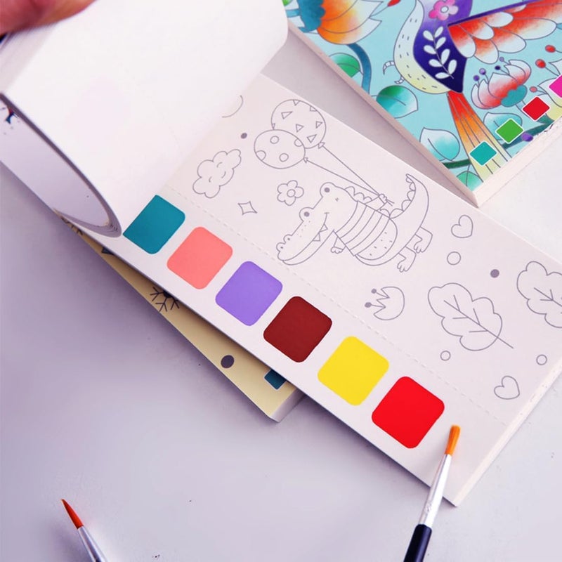 Excefore Water Color Paint Sets for Kids, Travel Pocket Watercolor Kit with Paints and Brushes, Arts and Crafts for Girls Boys, Water Colors Paint Book Kids, Watercolor Coloring Books for Kids Ages 4-8 - Image 2