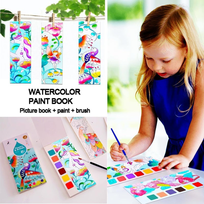 Excefore Water Color Paint Sets for Kids, Travel Pocket Watercolor Kit with Paints and Brushes, Arts and Crafts for Girls Boys, Water Colors Paint Book Kids, Watercolor Coloring Books for Kids Ages 4-8 - Image 5