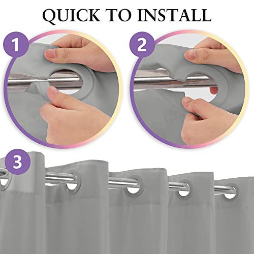 River Dream Stall Size No Hook Grey Shower Curtain Soft Microfiber - 36" Wide Small Fabric Shower Curtain Set for Narrow Stall, Waterproof & Washable, Bottom Magnets, Gray, 36x74 - Image 4