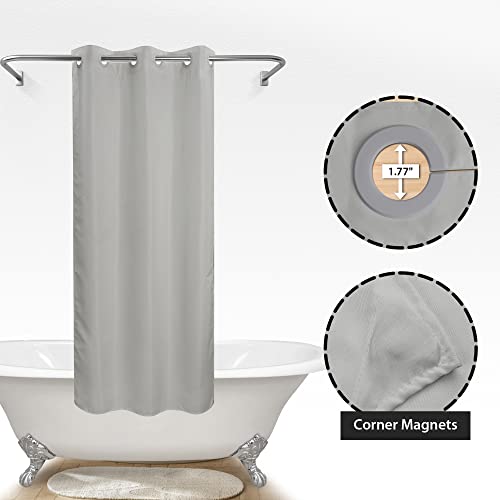 River Dream Stall Size No Hook Grey Shower Curtain Soft Microfiber - 36" Wide Small Fabric Shower Curtain Set for Narrow Stall, Waterproof & Washable, Bottom Magnets, Gray, 36x74 - Image 5