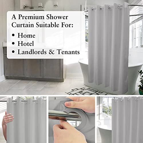 River Dream Stall Size No Hook Grey Shower Curtain Soft Microfiber - 36" Wide Small Fabric Shower Curtain Set for Narrow Stall, Waterproof & Washable, Bottom Magnets, Gray, 36x74 - Image 3