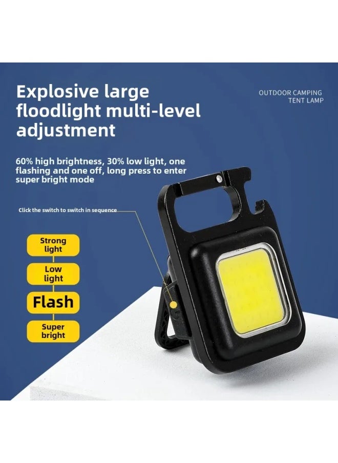 Generic - Portable Multi-Function Keychain Light Outdoor Emergency Mini Work Light High Magnetic Field Compact Torch For Camping And Hikin-Color:Aluminum Alloy Keychain Lamp [500 MA] Two Pack - Image 1