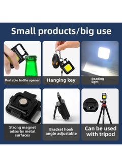 Portable Multi-Function Keychain Light Outdoor Emergency Mini Work Light High Magnetic Field Compact Torch For Camping And Hikin-Color:Aluminum Alloy Keychain Lamp [500 MA] Two Pack