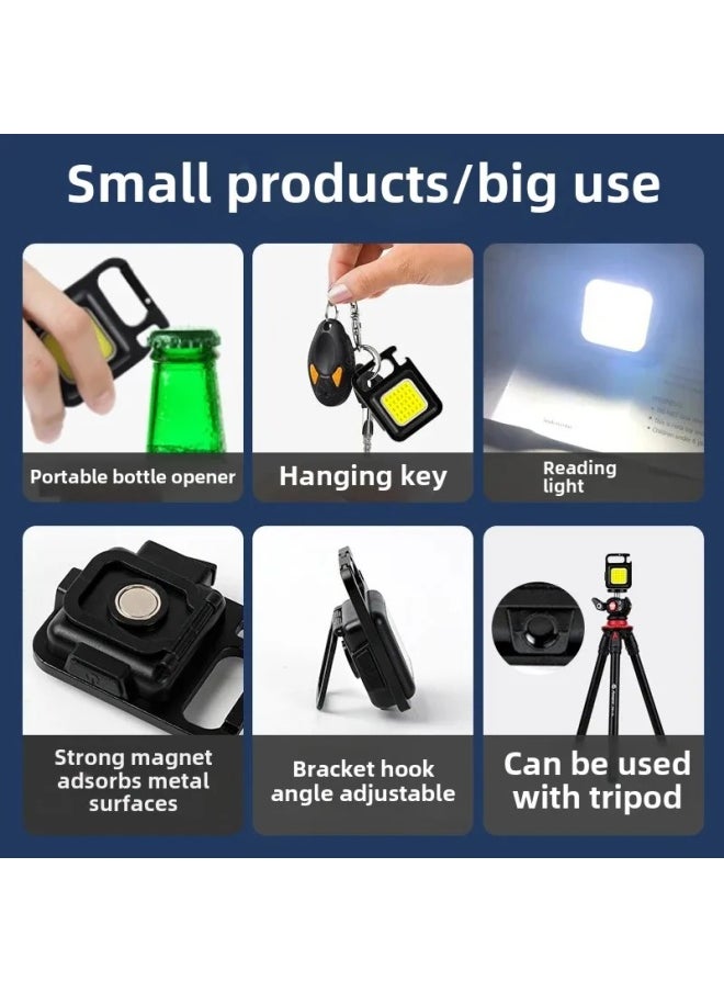 Generic - Portable Multi-Function Keychain Light Outdoor Emergency Mini Work Light High Magnetic Field Compact Torch For Camping And Hikin-Color:Aluminum Alloy Keychain Lamp [500 MA] Two Pack - Image 1