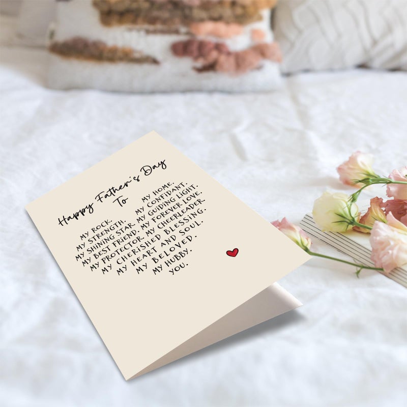 Obbyidk Romantic Poem Father's Day Card for Husband, Sweet Husband Fathers Day Card from Wife, Happy Father's Day to My Dear Hubby - Image 5