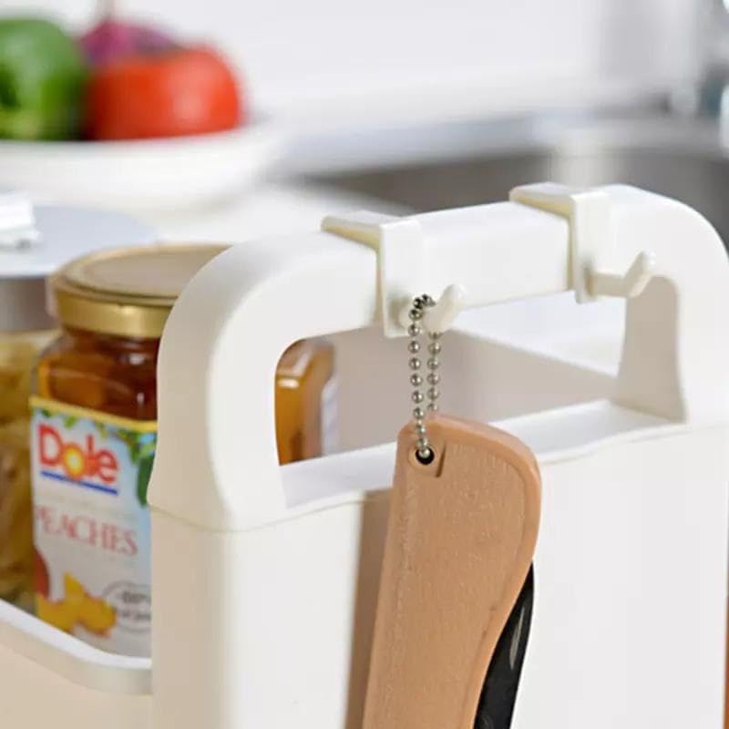 4 - Shelf Turbo Organizer for Kitchen and Bathroom, White and Beige Plastic, Space Saving Vertical Shelves to Organize and Store Kitchen and Bathroom Supplies, Portable Organizer with Wheels - Image 3