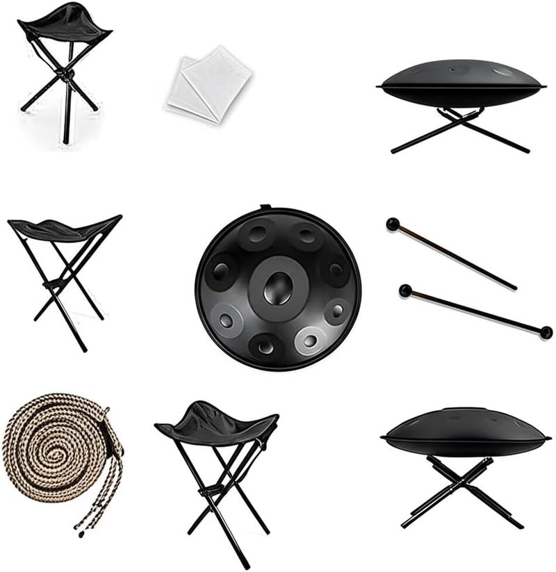 MegArya 22-Inch D Minor 9-Note Steel Tongue Drum Handpan - Tuned to 432Hz with Accessories - Image 2