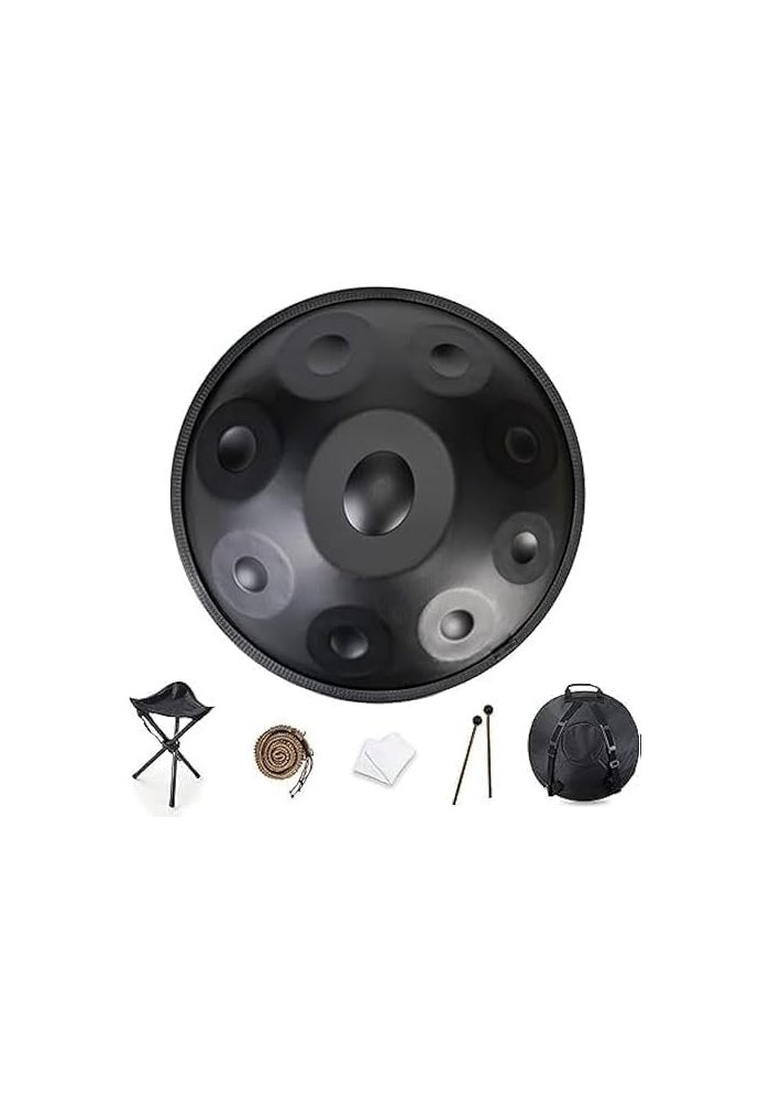 MegArya 22-Inch D Minor 9-Note Steel Tongue Drum Handpan - Tuned to 432Hz with Accessories - Image 1