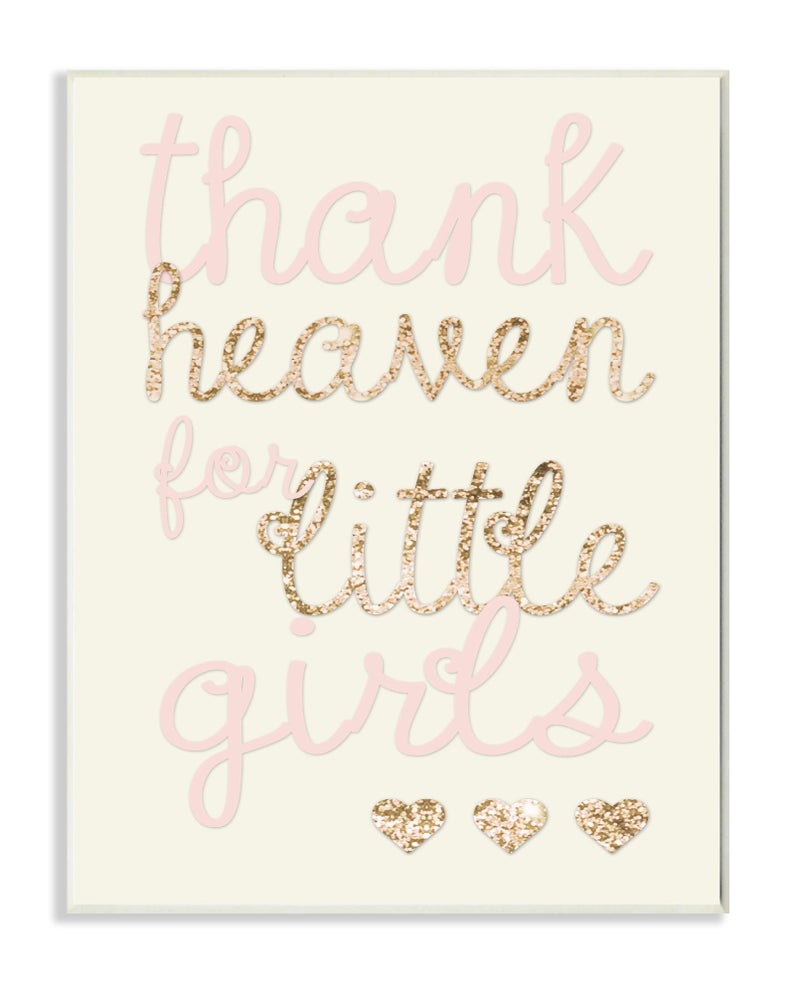 Stupell Industries Stupell Home Décor Thank Heaven For Little Girls Sequin Wall Plaque Art, 10 x 0.5 x 15, Proudly Made in USA - Image 2