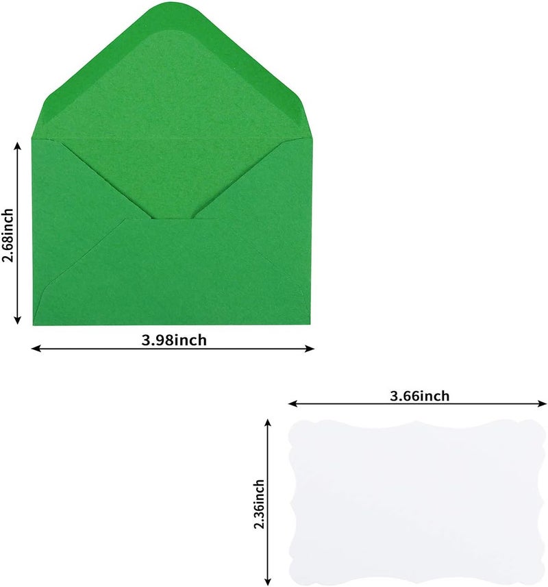 Toperd 100 Pack Mini Envelopes with White Blank Note Cards Small Self-Adhesive Envelopes Small Business Card Envelopes(4 x 2.7 Inches, 10 Colors) (White) - Image 2