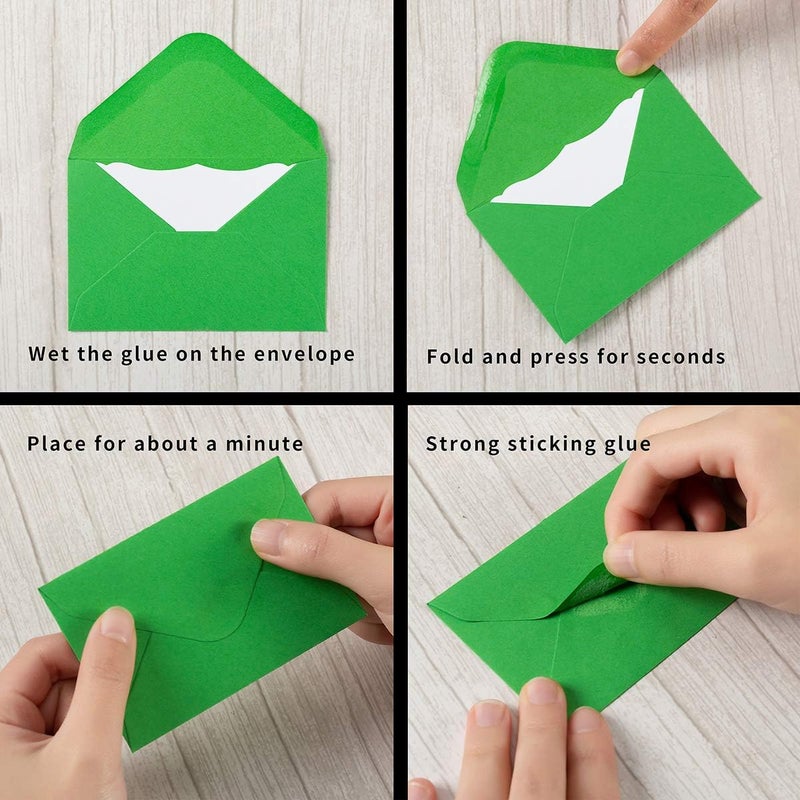 Toperd 100 Pack Mini Envelopes with White Blank Note Cards Small Self-Adhesive Envelopes Small Business Card Envelopes(4 x 2.7 Inches, 10 Colors) (White) - Image 4