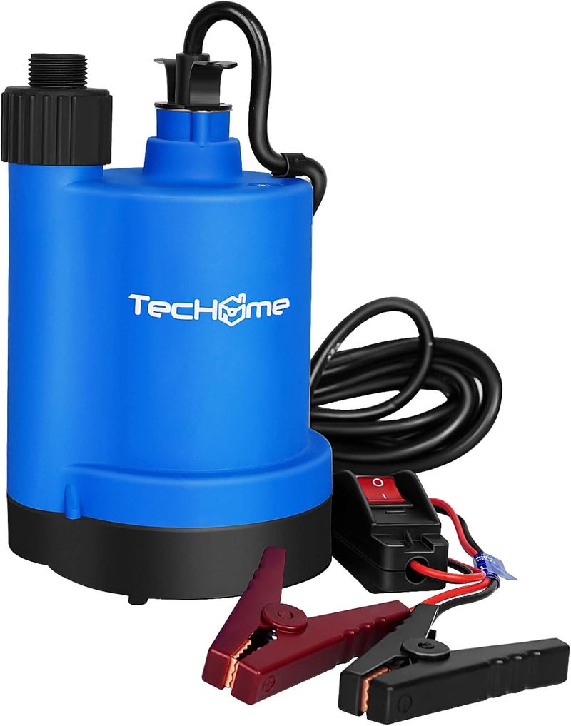 Techome 12v Pump，1500GPH Water Transfer Pump Sump Pump Submersible Water Pump, With 20 Feet Power Cord. - Image 1