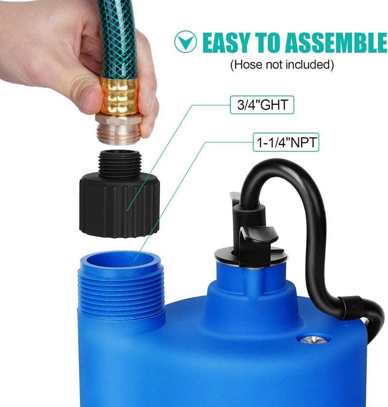 Techome 12v Pump，1500GPH Water Transfer Pump Sump Pump Submersible Water Pump, With 20 Feet Power Cord. - Image 4
