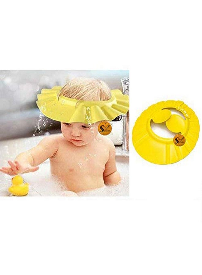Sage Square New Adjustable Design Safe Soft Bathing Baby Shower Cap with Ear Protector (Yellow) (Pack of 1) - Image 1