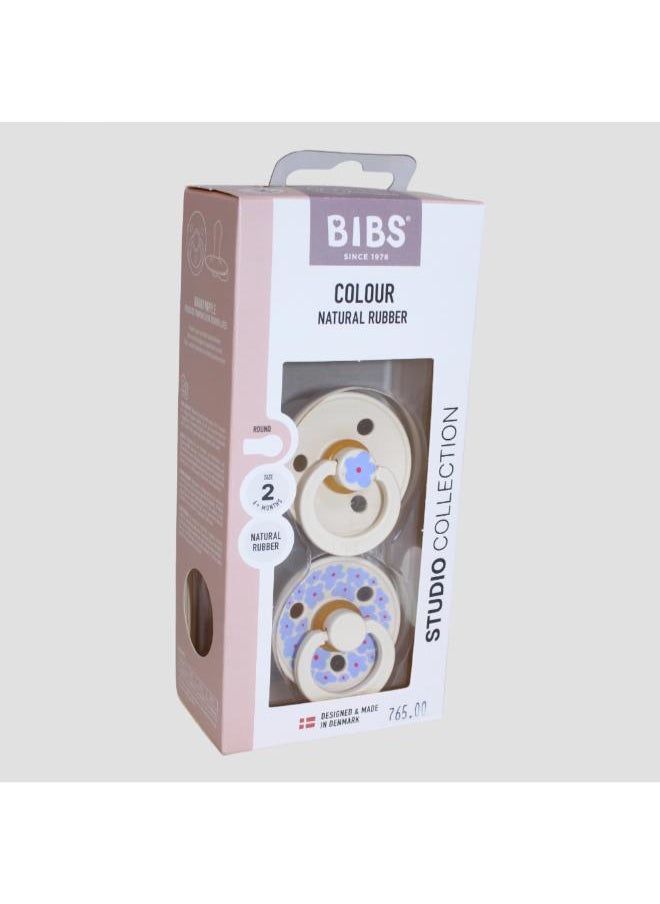 BIBS Pacifier – 2 Pack (Jasmine Latex, Size 2, Ivory Mix)  - Image 1