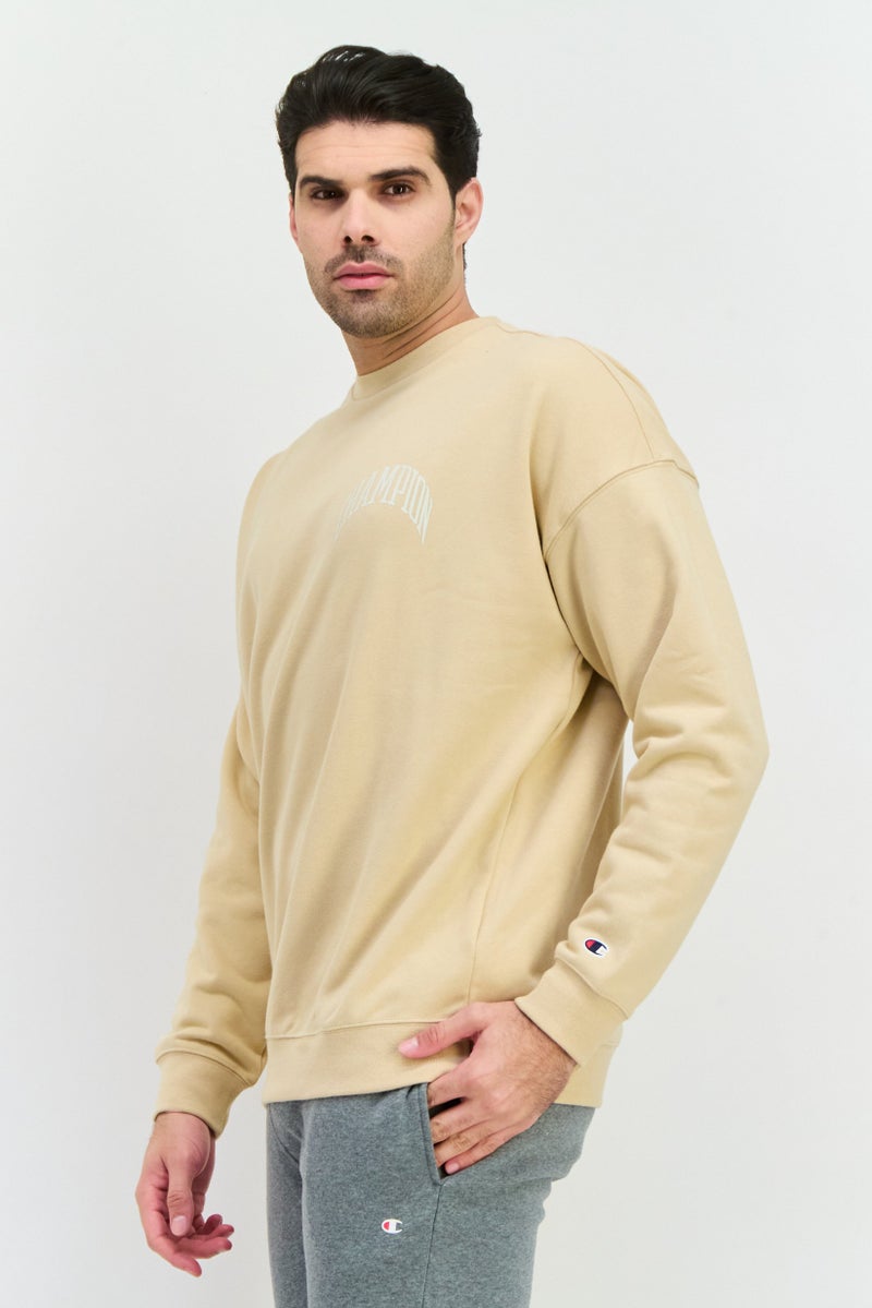 Champion Men Sportswear Fit Long Sleeve Outdoor Sweatshirts, Beige Combo - Image 3