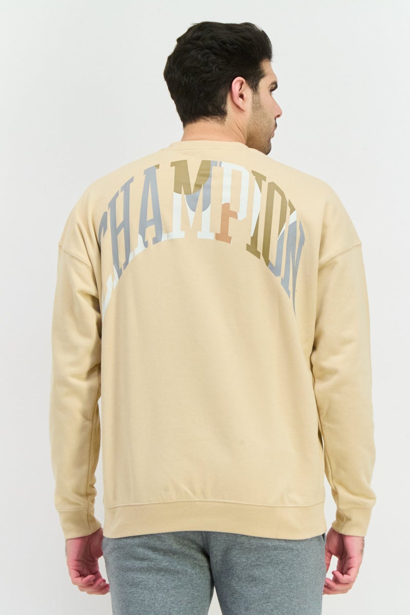 Champion Men Sportswear Fit Long Sleeve Outdoor Sweatshirts, Beige Combo - Image 2