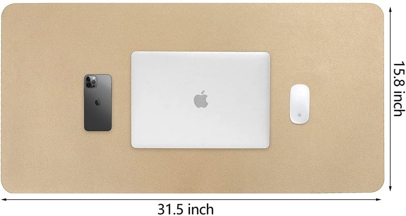 HofferRuffer Desk Pad, Office Desk Protector Mat, Waterproof Desk Mat for Desktop, Dual Side Use Faux Leather Desk Pad for Keyboard and Mouse for Office and Home (Gold, 31.5" x 15.8") - Image 5