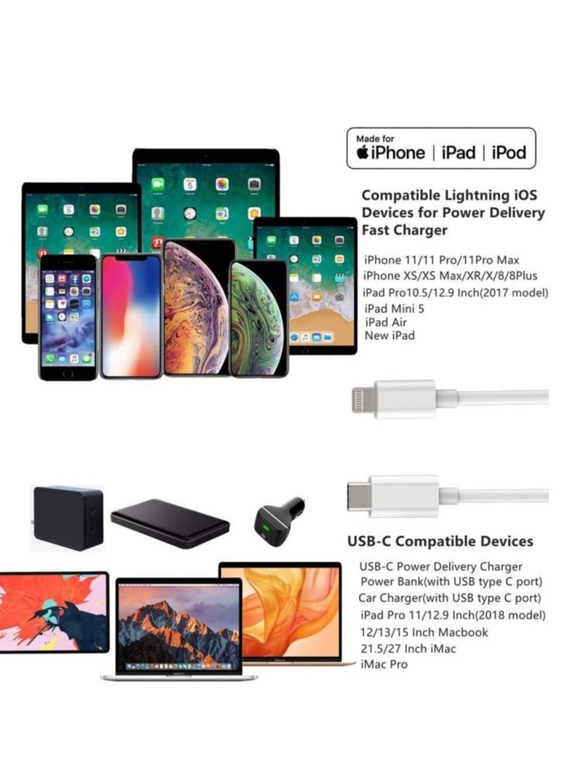 USB C to Lightning Cable 6.6ft [Apple MFi Certified] PD Fast Charging and Hi-speed Syncing Cord Compatible with iPhone X/XS/XR/XS MAX/8/8 Plus, iPad Pro 2017