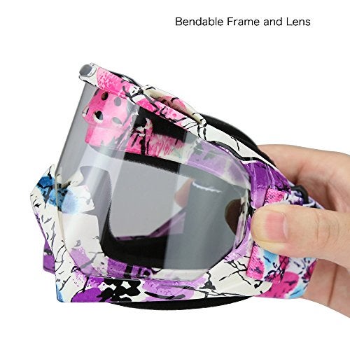 JAMIEWIN Clear Lens Dirt Bike Motorcycle Goggles ATV Racing Motocross Mx Goggle Glasses UV Protection for Men Women Youth Kids (Clear Lens) - Image 4