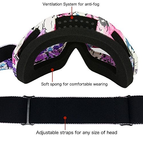 JAMIEWIN Clear Lens Dirt Bike Motorcycle Goggles ATV Racing Motocross Mx Goggle Glasses UV Protection for Men Women Youth Kids (Clear Lens) - Image 5