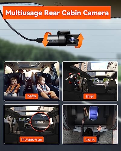 Vantrue N5 4 Channel WiFi 360° All Sides Dash Cam, STARVIS 2, IR Night Vision, 2.7K+1080P*3 Front Rear Inside Dashcam, Voice Control, GPS, 24 Hours Buffered Parking Mode Dash Camera, 512GB Max (N5) - Image 5