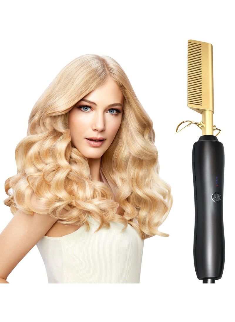 DubaiGallery - Hot Sale High Heat Ceramic Press Comb Hair Straightener Pressing Electric Hot Comb for woman Straightening and curling - Image 1