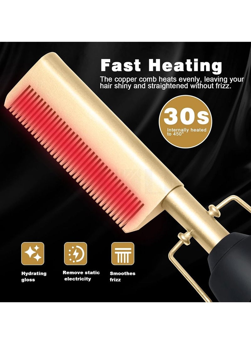 DubaiGallery - Hot Sale High Heat Ceramic Press Comb Hair Straightener Pressing Electric Hot Comb for woman Straightening and curling - Image 1