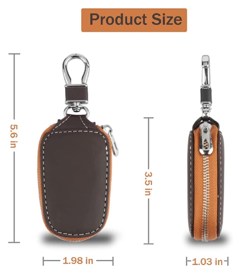 CONTACTS PU Leather Car Remote Key Case | Smart Protection Key Holder for Car Key | Key Chain Bag | Auto Remote Keyring Wallet (Brown)…… - Image 2