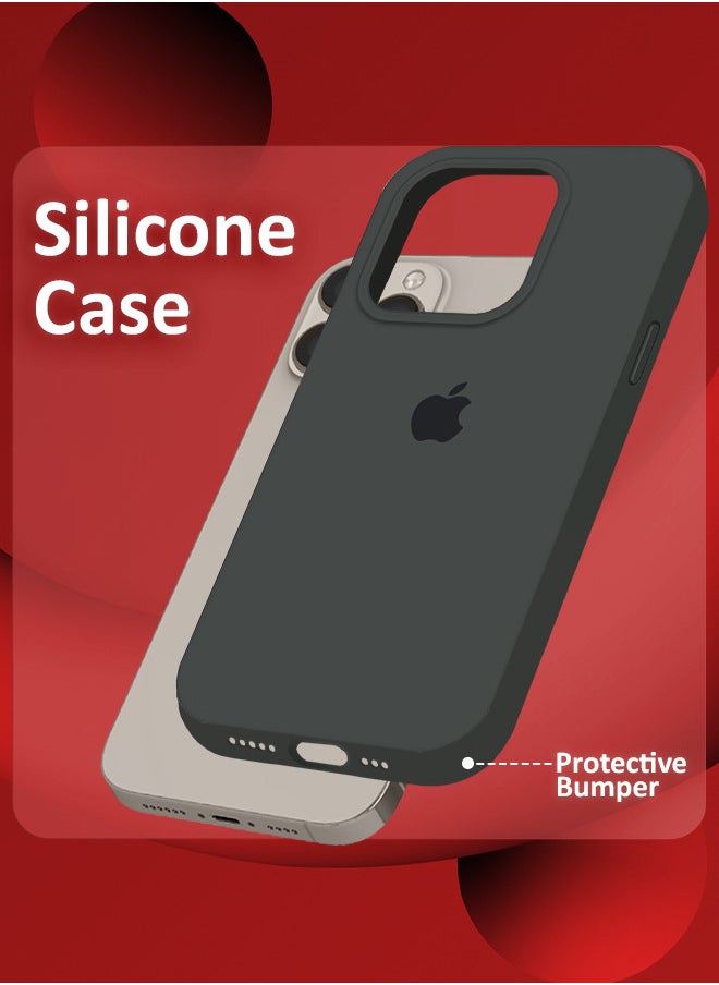 CATANES iPhone 15 Pro Max Case Silicone Case Full Body Protective Cover Shockproof Slim Phone Case Anti-Scratch Soft Microfiber Lining Grey  - Image 4