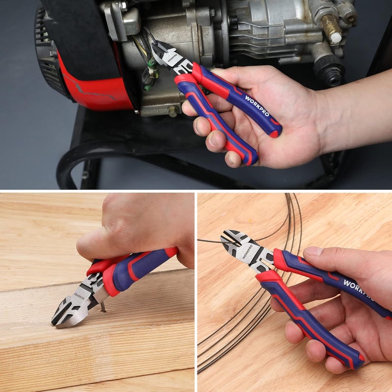 WORKPRO 6” Wire Cutters Heavy Duty CRV Steel, Diagonal Pliers for Cutting Wires Craft, Comfort Grip Handle - Image 5