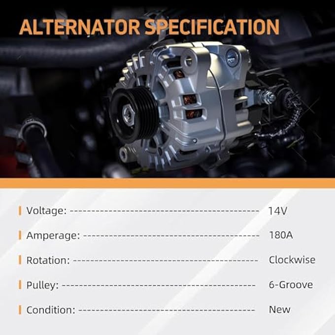 tiubvfdd Alternator 180A 12V for Hyundai Palisade 3.8L (2020-2023) & Kia Telluride 3.8L (2020-2022) - Replaces 2722099, 601-10129, 37300-3L060 - Image 4