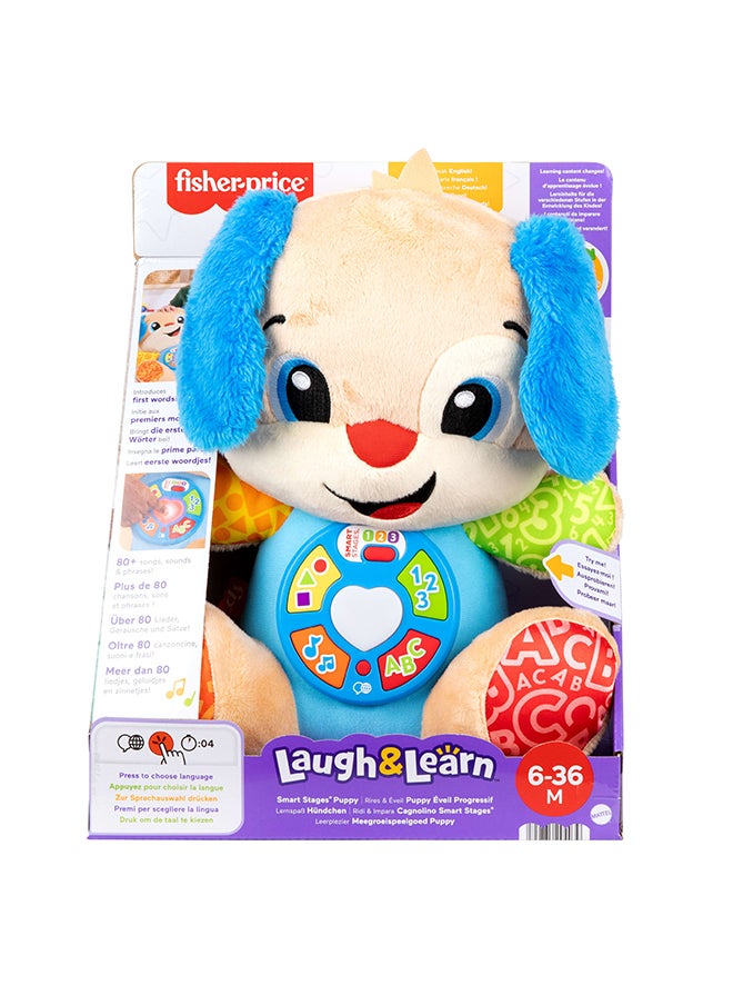 Fisher-Price Baby Learning Toy Laugh & Learn Smart Stages Puppy Musical Plush With Smart Stages For Infants Ages 6+ Months, Multilanguage Version  - Image 2