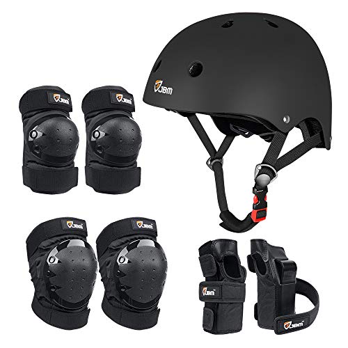 JBM Adult Kid Skating Protective Gear Set for Beginner to Advanced Skateboard Helmet Knee and Elbow Pads with Wrist Guards for Inline Roller Skating Scooter Skateboarding