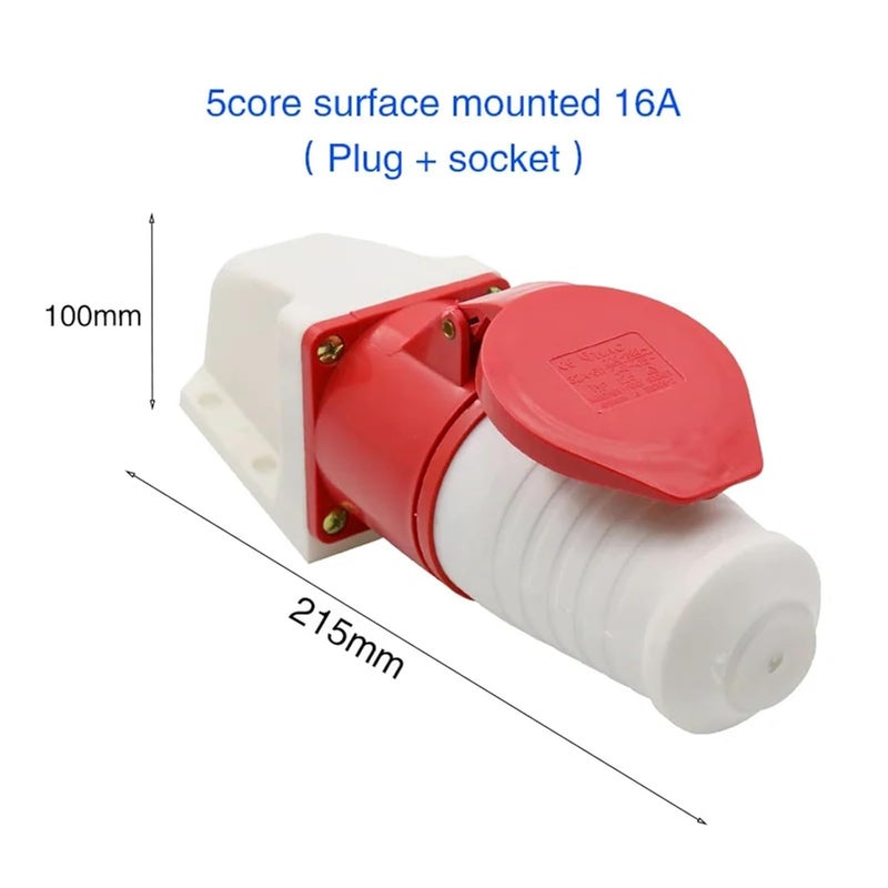 Waterproof Industrial Socket 3 core 4 core 5 core Hole 16A Connector Surface Mounted Socket(4 core red) - Image 5