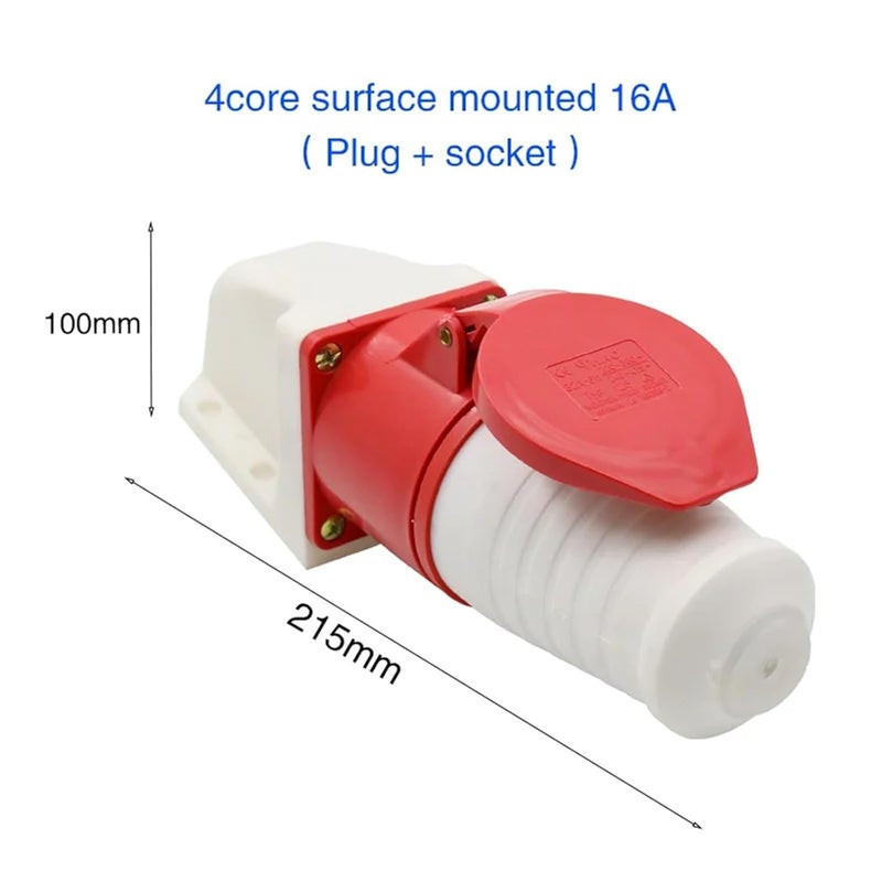 Waterproof Industrial Socket 3 core 4 core 5 core Hole 16A Connector Surface Mounted Socket(4 core red) - Image 4