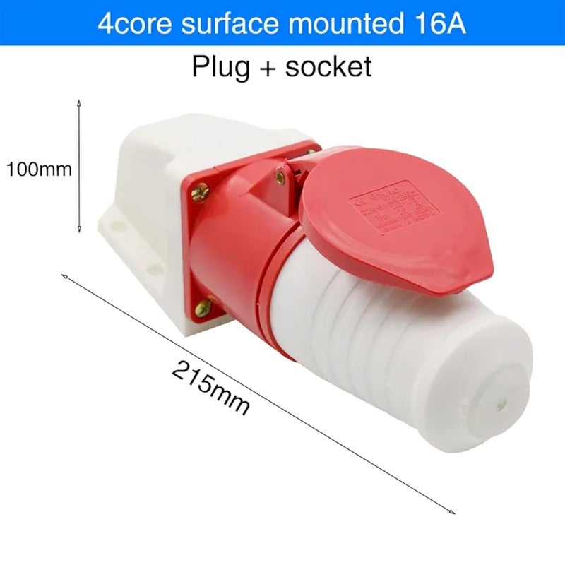 Waterproof Industrial Socket 3 core 4 core 5 core Hole 16A Connector Surface Mounted Socket(4 core red) - Image 2