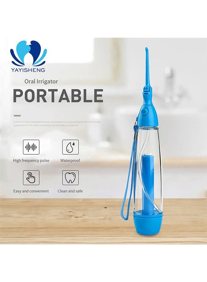 YAS Water Flosser Non-Electric Portable Affordable, Oral Irrigator Cordless Manual Air Pressure Simple Operation, for Home and Travel Blue - Image 2