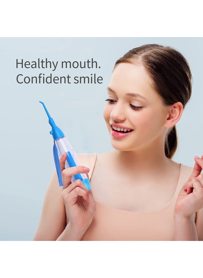 YAS Water Flosser Non-Electric Portable Affordable, Oral Irrigator Cordless Manual Air Pressure Simple Operation, for Home and Travel Blue - Image 3