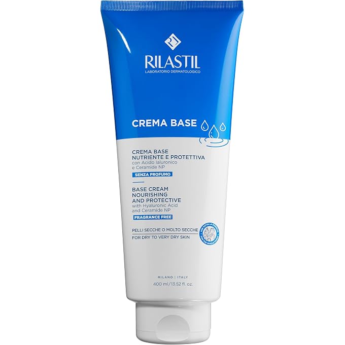 Rilastil Creme Base Moisturising Cream for Face and Body, Fragrance-Free, for Dry and Very Dry Skin, Suitable for the Whole Family, 400 ml - Image 1