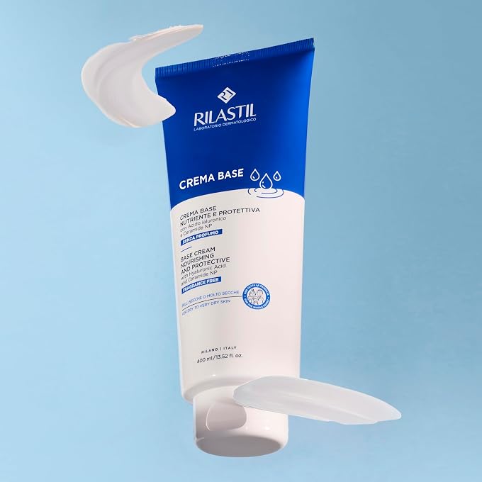 Rilastil Creme Base Moisturising Cream for Face and Body, Fragrance-Free, for Dry and Very Dry Skin, Suitable for the Whole Family, 400 ml - Image 2