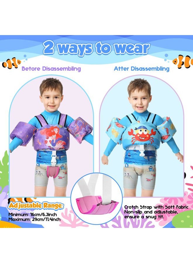 Kulahlik Toddler Swim Vest, Toddler Floaties for 22-66 lbs Boys & Girls, Kids Swim Vest Removable with Crotch Strap & Shoulder Harness Arm Wings for 2 3 4 5 6 7 Years Old Baby Children Sea Beach Pool-Flamingo - Image 3
