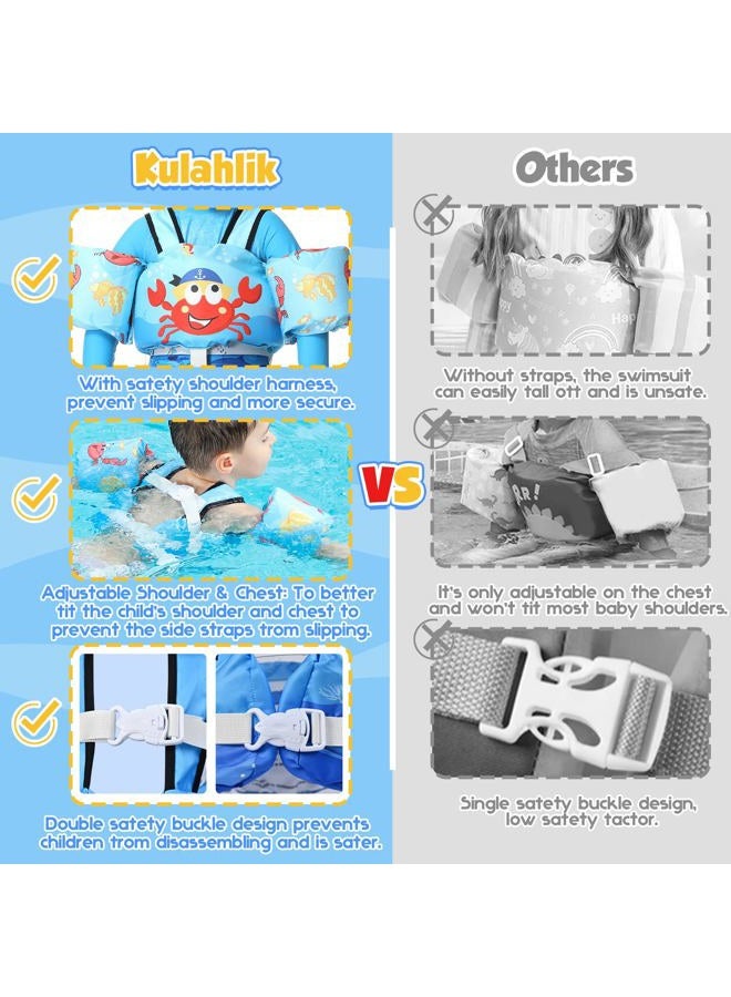 Kulahlik Toddler Swim Vest, Toddler Floaties for 22-66 lbs Boys & Girls, Kids Swim Vest Removable with Crotch Strap & Shoulder Harness Arm Wings for 2 3 4 5 6 7 Years Old Baby Children Sea Beach Pool-Flamingo - Image 5