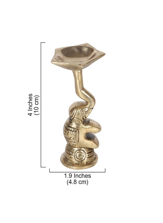 Two Moustaches 4 Inches Brass Diya Over Elephant Trunk, Brass Diya, Brass Decorative Oil Lamps, Brass Diyas for Gifting, Diyas for Housewarming, Brass Decor, Pack of 2, Antique White - Image 5