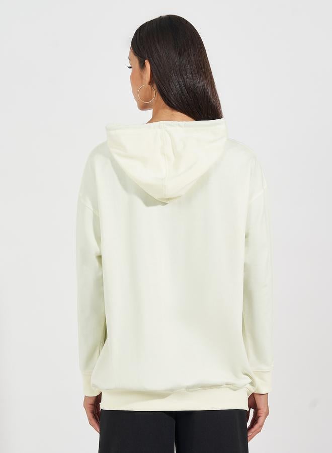 Styli Oversized Zip Through Hoodie with Badge Detail  - Image 4