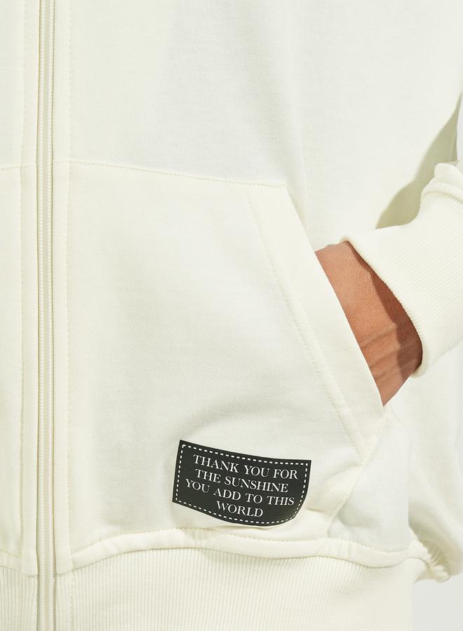 Styli Oversized Zip Through Hoodie with Badge Detail  - Image 3
