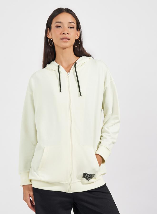 Styli Oversized Zip Through Hoodie with Badge Detail  - Image 1