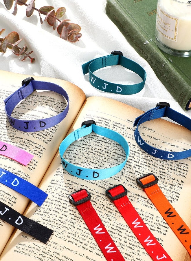 Juinte 100 Pcs WWJD Bracelets What Would Jesus Do Bracelets Webbing Jesus Religious Christian Wristbands 10 Colors Woven Wristbands for Women Men(Vivid Color) - Image 5
