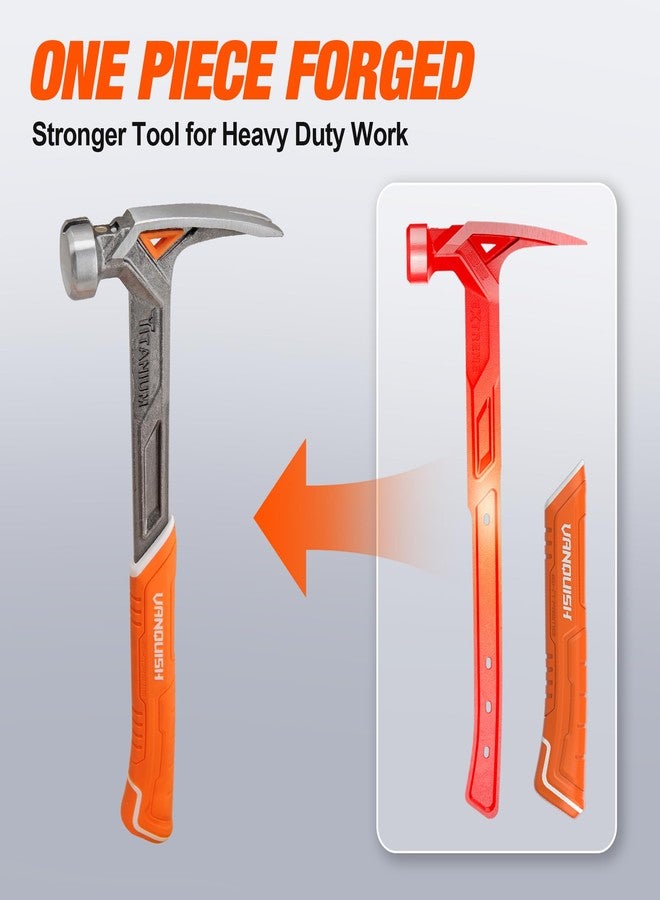 Vanquish Titanium Framing Hammer, One-piece Forged Rip Claw Hammer with Titanium Head, Smooth Face, Shock Reduction Grip, 11oz (0536) - Image 2