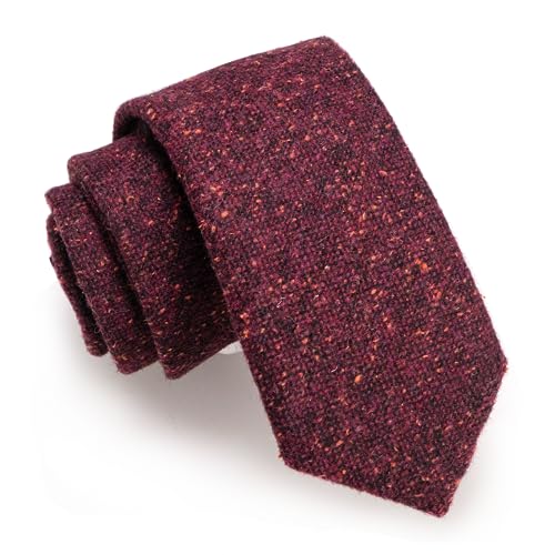 JEMYGINS Burgundy Cashmere Wool Necktie and Pocket Square, Hankerchief and Tie Clip Sets for Men (4) - Image 3